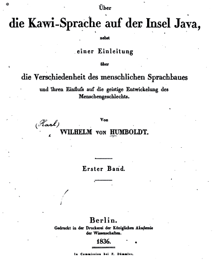 Il Kawi Sprache di Humboldt