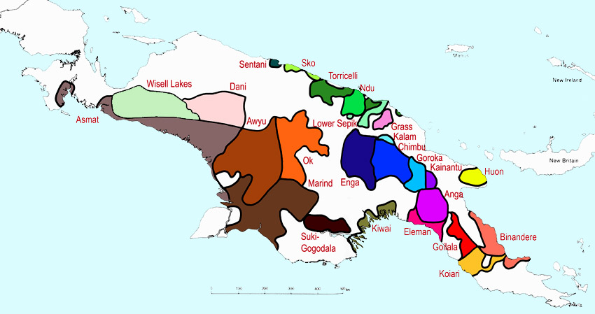 Le famiglie linguistiche pi assestate e note di Papua