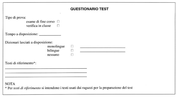 Il questionario-test