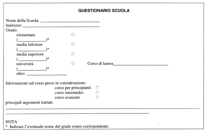 Il questionario-scuola